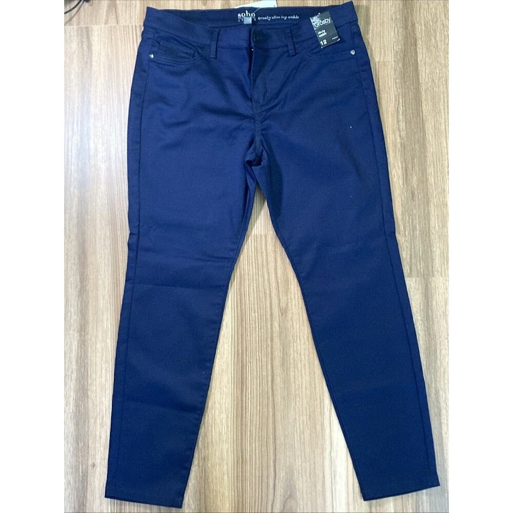 New York & Company Soho Jeans Crosby Slim Leg Navy Blue Ankle Pants (Women’s 12)